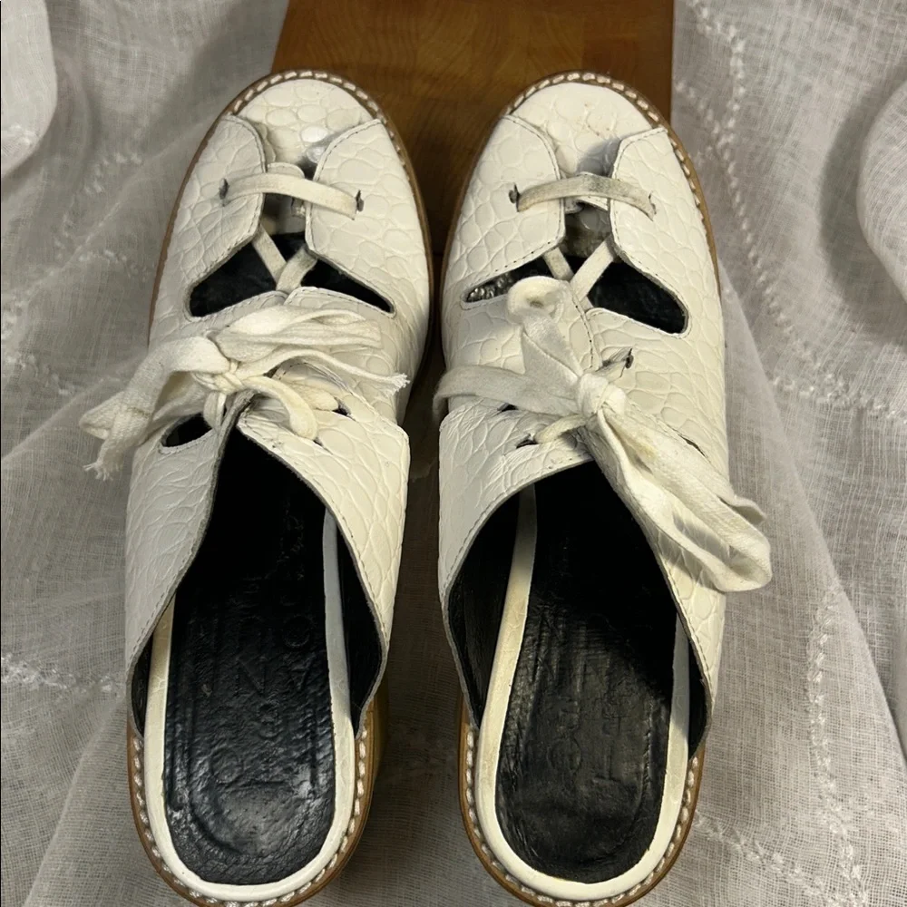 TBA To Be Announced leather lace up heeled sandals
